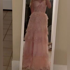 Pink Floral Prom Dress